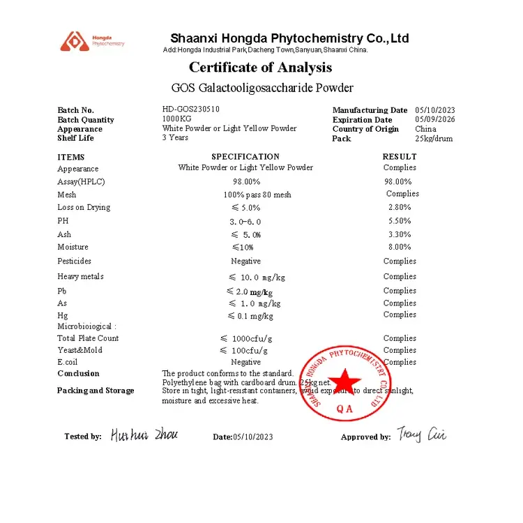 Galactooligosaccharides powder COA