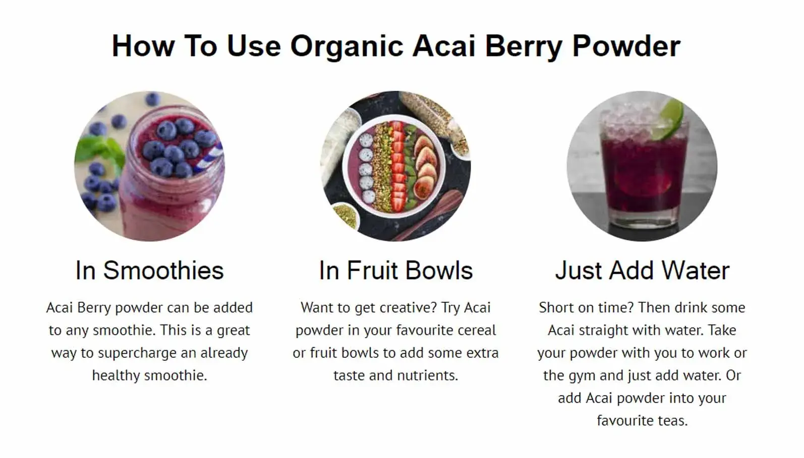 Acai Powder Used For