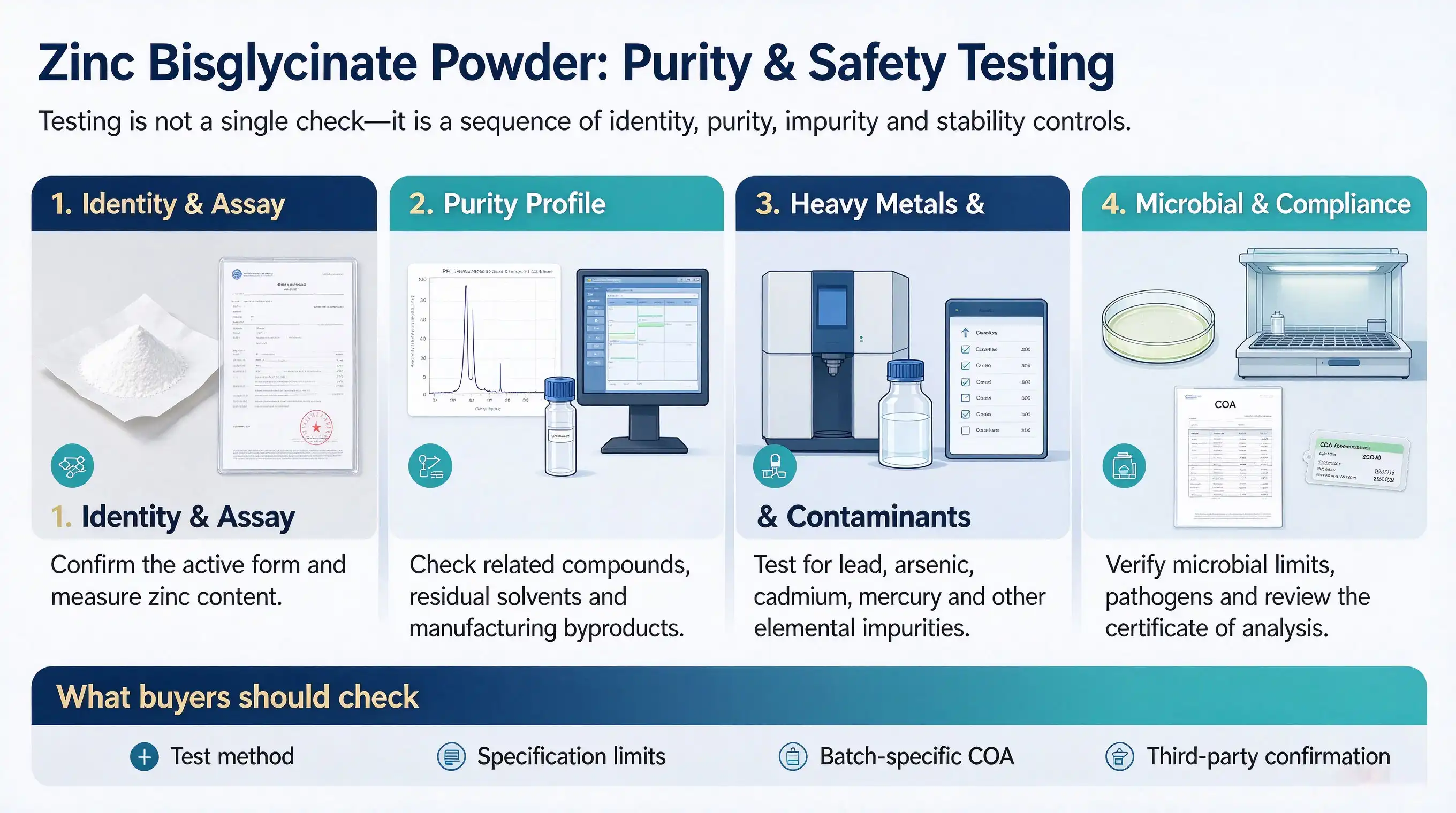 How Is Zinc Bisglycinate Powder Tested for Purity and Safety?